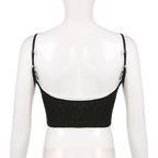 Lace patchwork contrast backless sleeveless crop top