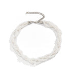 Knotted Beaded Pearl Choker Necklace