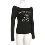 Long sleeve glitter off shoulder solid top
