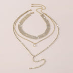 Layered Rhinestone 2 Pcs Choker Necklace