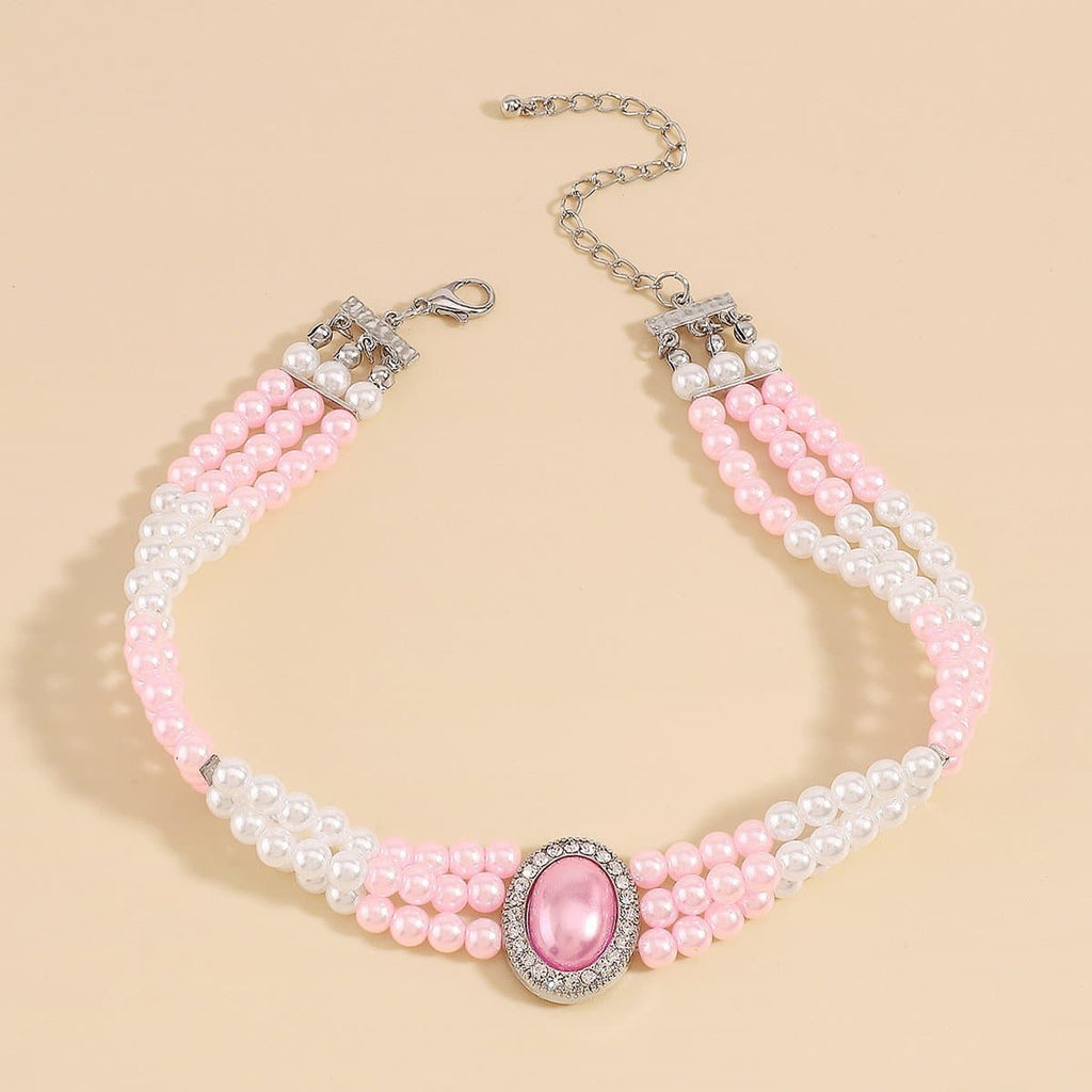 Pearl Beaded Layered Choker Necklace