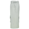 Ruched pocket cargo solid low rise maxi skirt