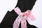 Lace hem v neck ruched cap sleeve backless top