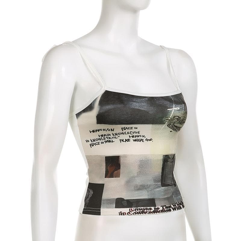 Abstract Self Tie Contrast Square Neck Backless Crop Top