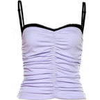 Ruched backless contrast patchwork cami top