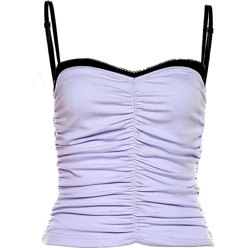Ruched backless contrast patchwork cami top