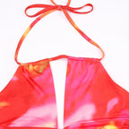 Minigonna tie-dye con coulisse, annodata, arricciata, con lacci autobloccanti 