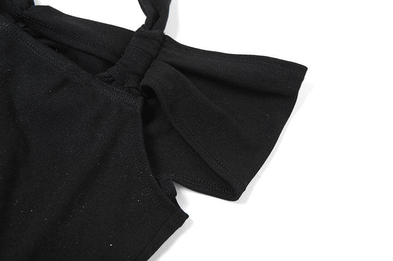 Halter ruched off shoulder solid backless top