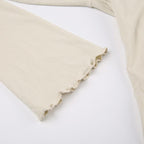 Flared sleeve v neck ruffle buckle ribbed solid crop top