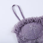 Backless lace bustier ruffle solid cami crop top