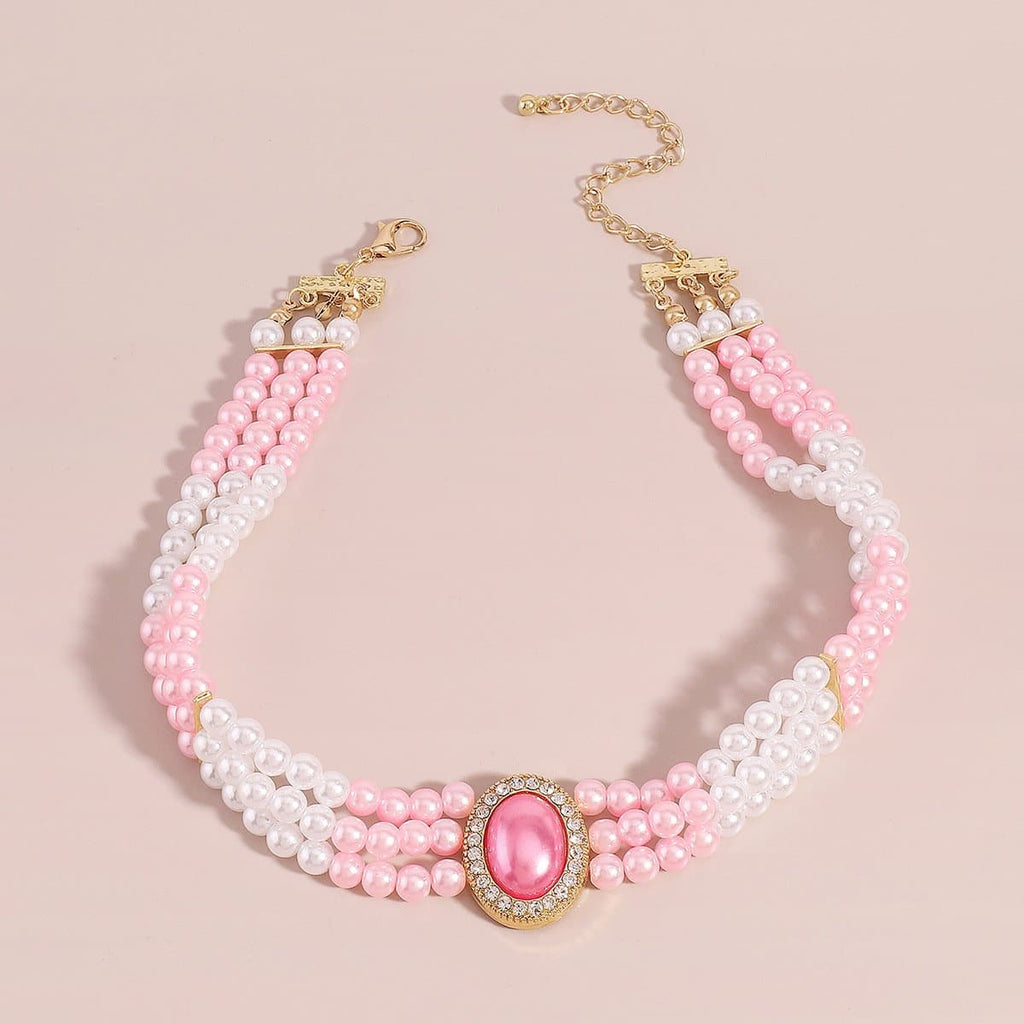 Pearl Beaded Layered Choker Necklace