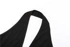 Top corto con incrocio frontale, schiena scoperta e scollatura all'americana 