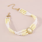 Pearl Beaded Layered Choker Necklace