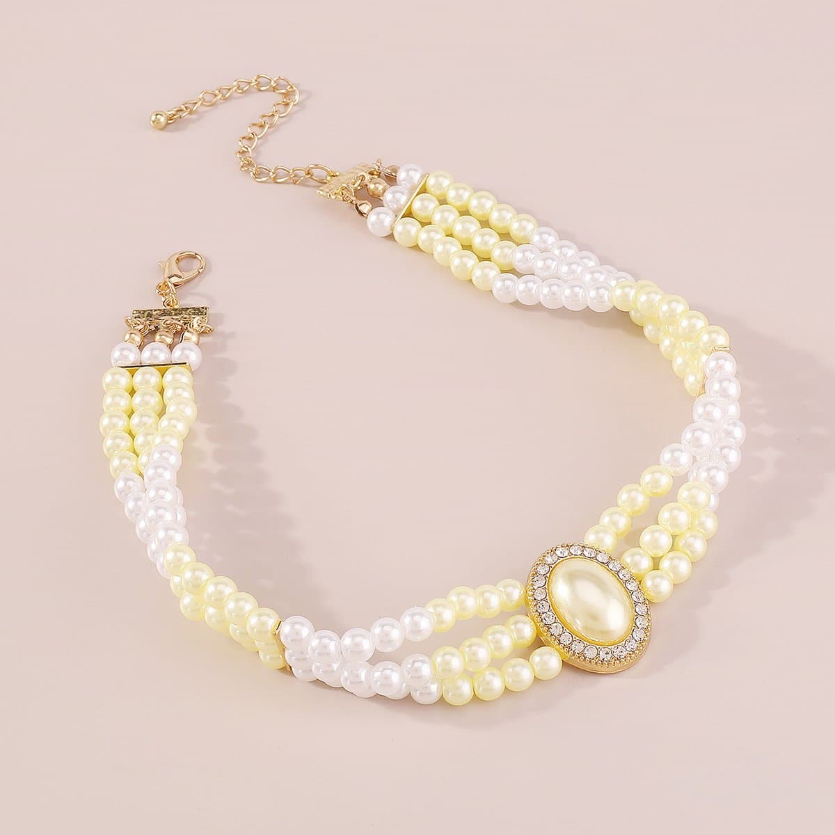 Pearl Beaded Layered Choker Necklace