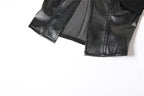 Mesh knotted PU leather patchwork halter solid v neck crop top