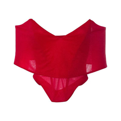 Mesh solid v neck off shoulder backless corset top