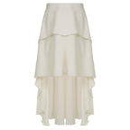 Ruffle solid zip-up irregular low rise maxi skirt