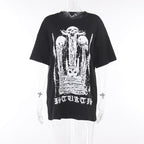 Short sleeve crewneck abstract contrast top