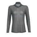 Top a collo alto con maniche lunghe e rete trasparente 