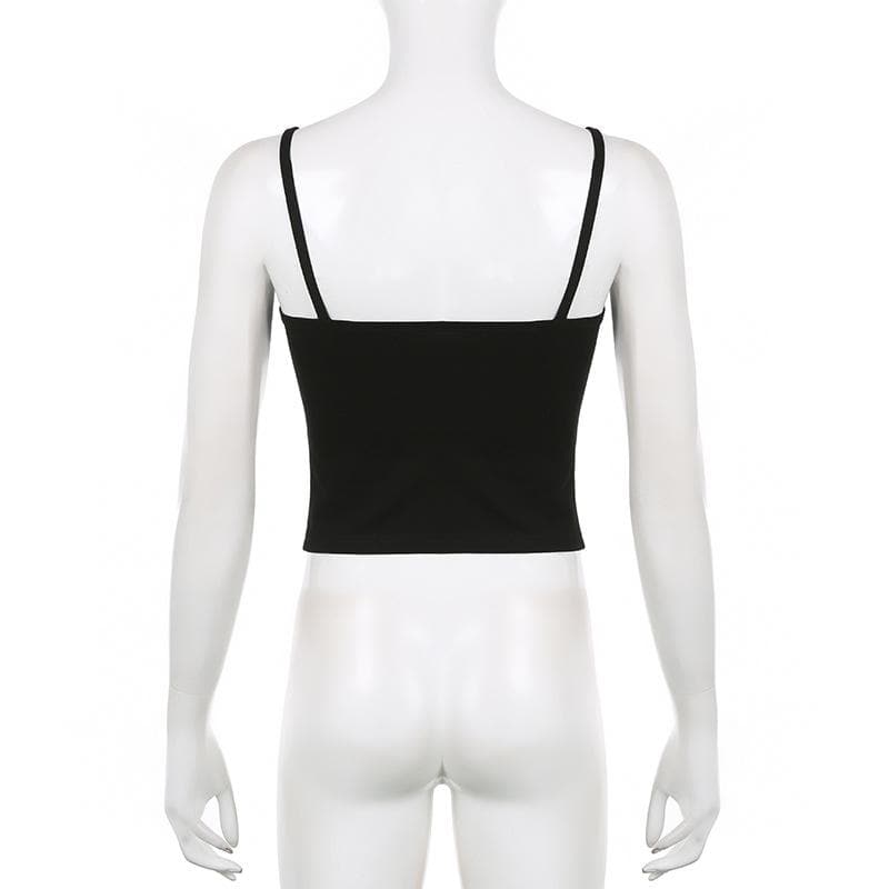 Contrast heart pattern backless cami top