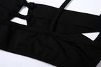 Ausgehöhltes, gekreuztes, vorn durchgehendes, rückenfreies Camisole-Hosenset 