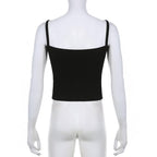 Top corto senza maniche con scollo quadrato e patchwork a contrasto 