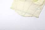 Halter self tie mesh backless ruched corset solid crop top