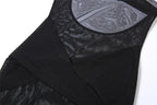 Mesh see through irregular long sleeve hollow out backless solid maxi dress