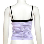 Ruched backless contrast patchwork cami top