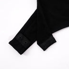 Solid long sleeve o ring hollow out u neck bodysuit