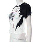Abstract Contrast Short Sleeve Crewneck Top