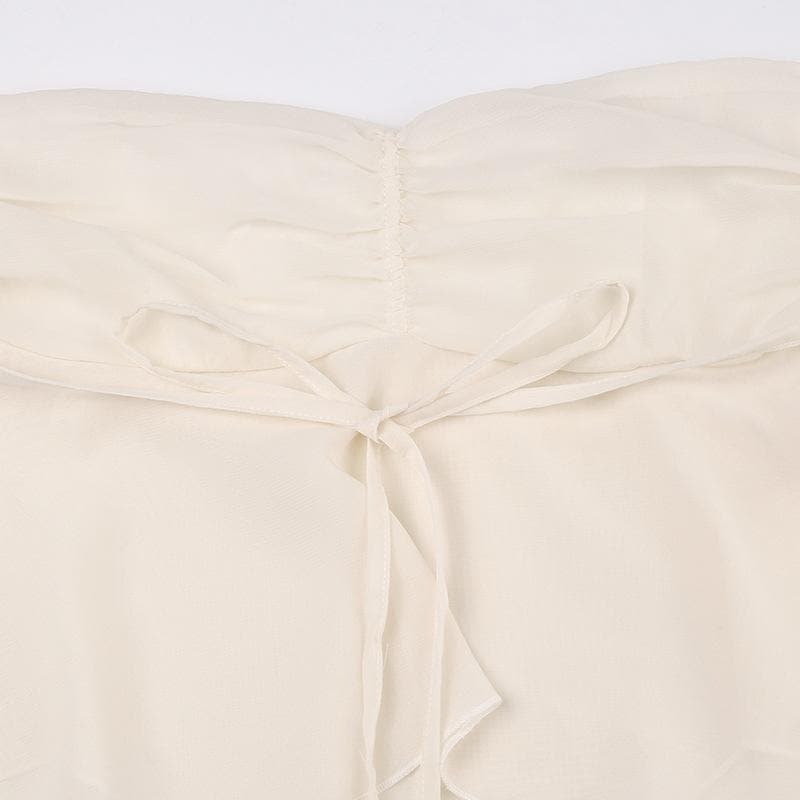 Top a tubino in chiffon arricciato, con cerniera e schiena scoperta 
