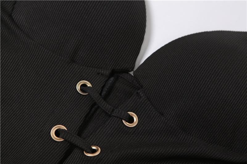 Gerippter, rückenfreier, einfarbiger Camisole-Jumpsuit mit V-Ausschnitt 