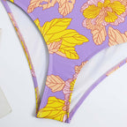 Contrast irregular ruffle leaf pattern one piece swimwear