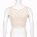 Contrast letter print sleeveless round neck crop top