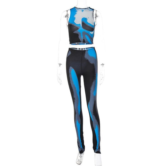 Ärmelloser Jumpsuit mit Rundhalsausschnitt und Schlitz in Kontrastfarbe 