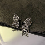 Butterfly Pendant Lava Silver Earrings
