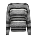 Long sleeve contrast striped knitted round neck top - Final Sale