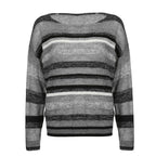 Long sleeve contrast striped knitted round neck top - Final Sale