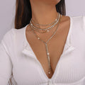 Rhinestone Layered Choker Necklace