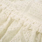 Halter irregular lace backless see through ruffle solid top
