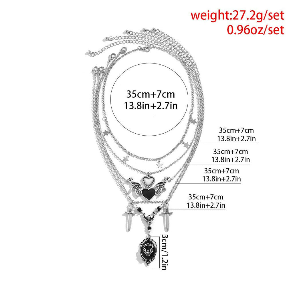Heart Pendant Chain 5 Pcs Necklace