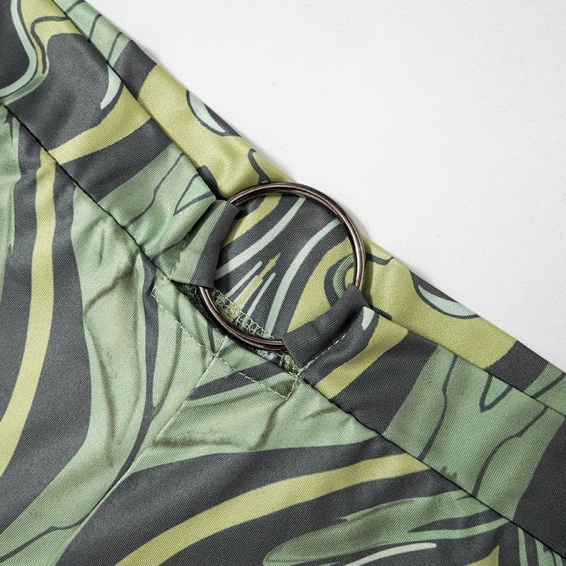 Neckholder-Hosenset mit O-Ring und rückenfreiem, ausgehöhltem Kontrastmuster 