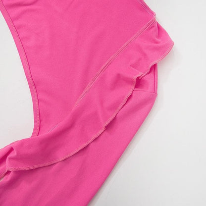 Maxikleid mit Blumenapplikation, Schlitz, ausgestellten Ärmeln und Schleife