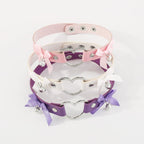 Bowknot Bell Heart Ring Button Pu Choker Necklace