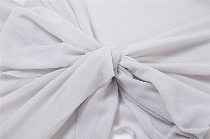 Transparentes Netzstoff-Crop-Top mit einfarbigen Rüschen und selbstbindendem, rückenfreiem Tube-Top 