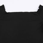 Off shoulder long sleeve ribbed solid top