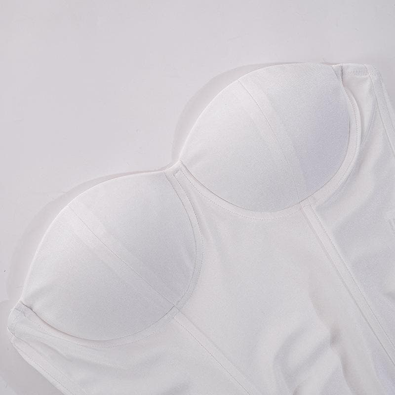 Top a tubino imbottito con scollo a cuore e schiena scoperta 