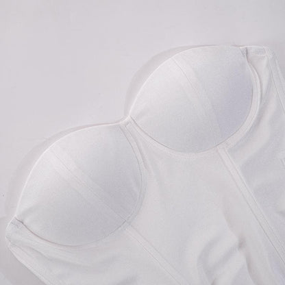 Top a tubino imbottito con scollo a cuore e schiena scoperta 