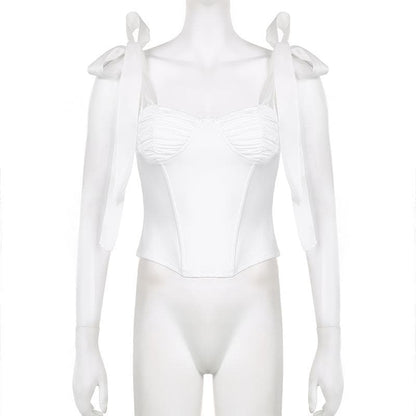 Top scollato e senza schienale con corsetto arricciato e allacciatura automatica